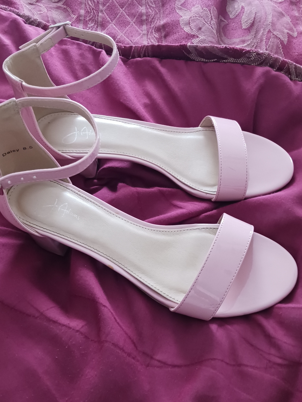 Adams Pink Block Heel Ankle-Strap Sandals - Picture 3 of 9